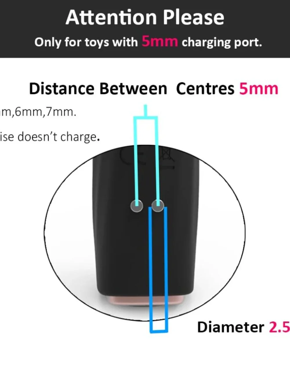 5mm Magnetic USB DC Charger Cable 2.7 feet with 2 Dots for Replacement Charging
